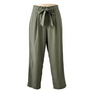 Zara Green Paperbag Tie Waist Casual Pants with Pockets Size Small